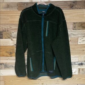 Eddie Bauer size XXL Forest Green Sherpa Zip-up Jacket with Teal Accents